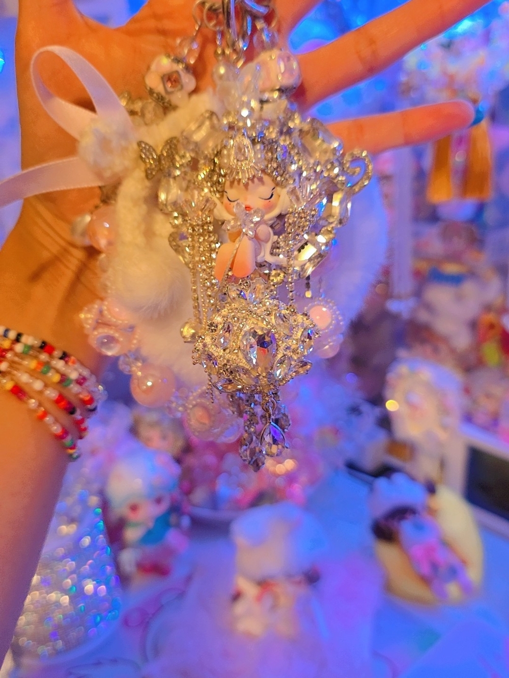 Sparkling Pink Crystal Doll Key Chain